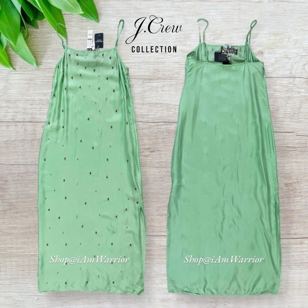 J.Crew Collection NWT long mint jeweled slipdress *shop@iamwarrior - Picture 5 of 10
